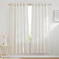 NICETOWN Natural Linen Curtains 72 inches Length, Rod Pocket & Back Tab Privacy with Light Filtering Drapes Flax Linen Blend Window Treatments for Farmhouse/Living Room, W42 x L72, 2 Panels