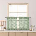 Chyhomenyc Sage Green Sheer Curtains 24 Inch Length, Light Filtering Leaf Tufted Textured Small Window Kitchen Curtain Over Sink, Short Half Window Curtains for Bathroom Basement, 30"Wx24"L, 2 Panels