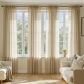 MIULEE Beige Sheer Curtains 72 Inches Long, 4 Panels Set, Rod Pocket Voile Drapes Light Filtering and Semi Transparent, Elegant Window Treatments for Bedroom Living Room,42 x 72 Inches