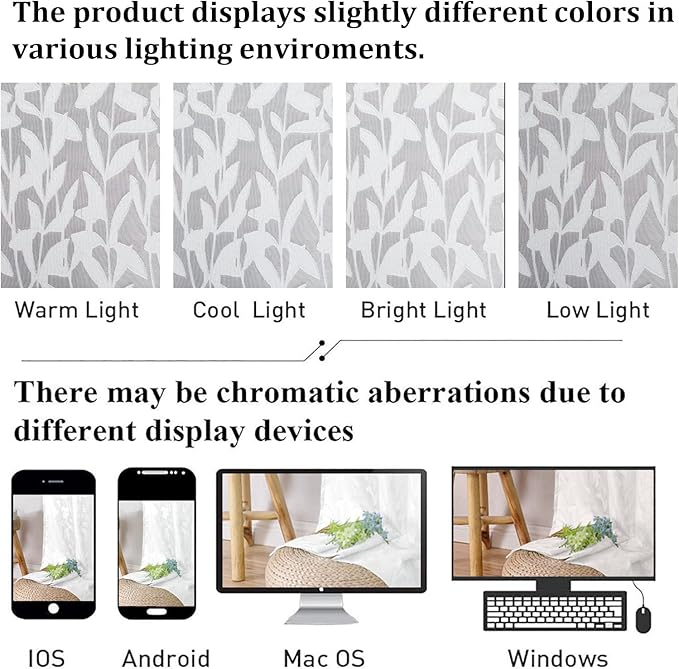 Lecloud Leia White Sheer Kitchen Curtains 36 Inch Length 2 Pcs, Jacquard Leaf Textured Voile Short Curtains with Dual Rod Pocket, Farmhouse Bedroom Living Room Tiers, Each Panel 28" W x 36" L