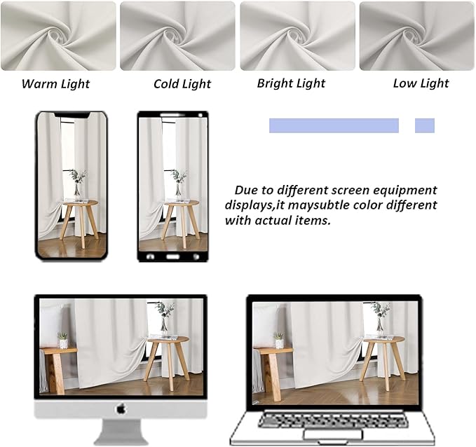 Simplebrand Ava Natural Extra Long 10ft Curtains for Patio 120 Inches Long 2 Panels Set, Room Darkening Solid Thermal Insulated Energy Saving Rod Pocket Window Treatment Curtains Drapes, 50 Wx120 L