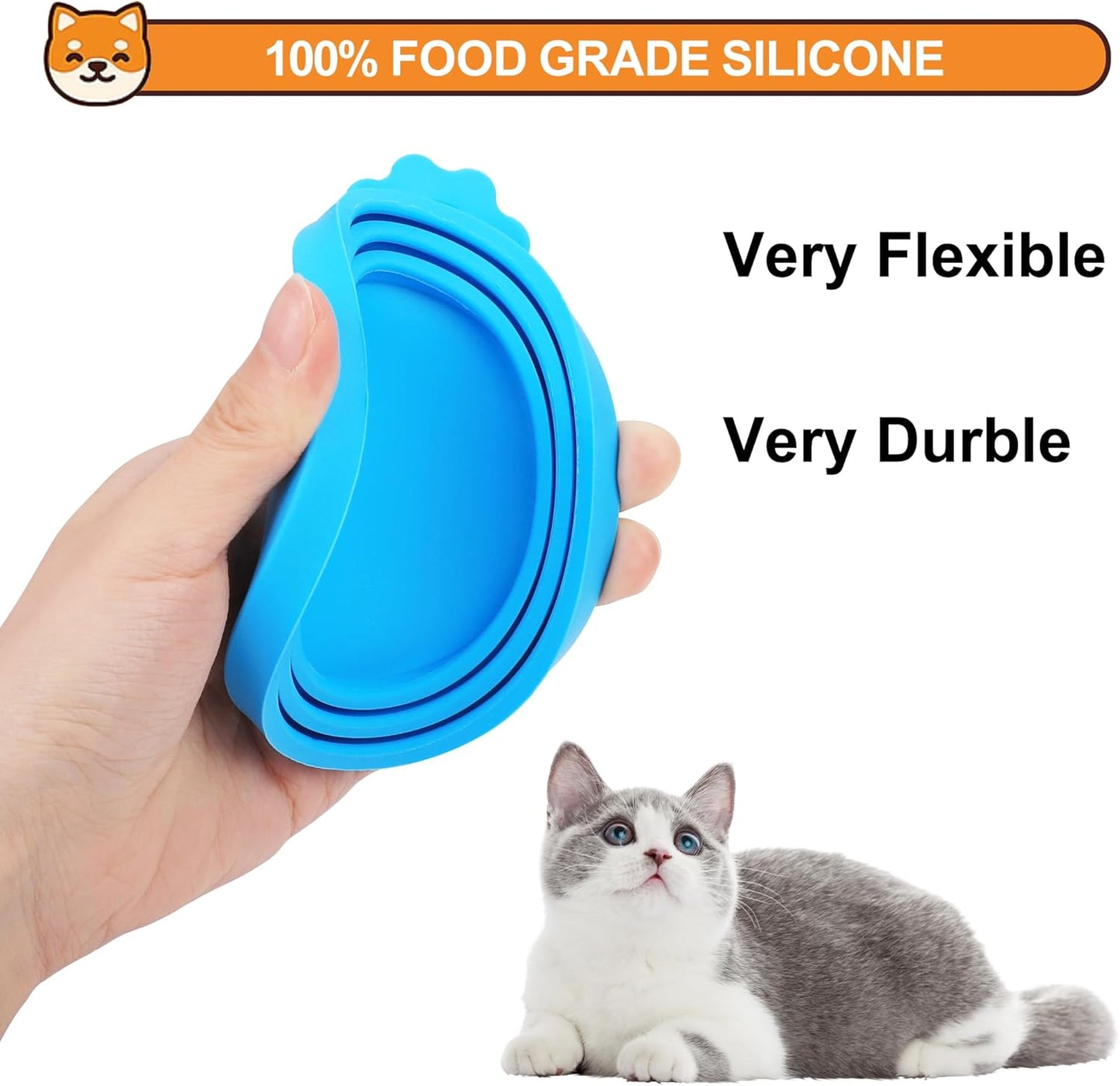 3 Pack Pet Food Can Covers, Silicone Universal Can Lids for Dog & Cat Food, BPA Free, One Fit Most Standard Size Can Lids Top Blue/Green/Orange