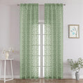 Chyhomenyc Sage Green Sheer Curtains 96 Inch Length 2 Panels Set, Light Filtering Tufted Textured Soft Airy Rod Pocket Gentle Leaf Window Treatment Drapes for Bedroom Living Room, 42" Wx96 L, 2PCS