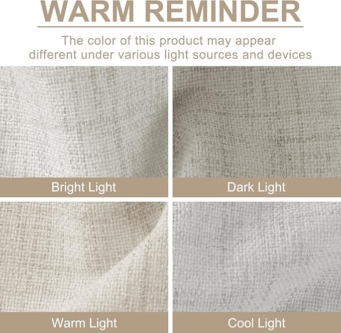 100% Blackout Shield Linen Blackout Curtains for Bedroom 84 Inches Long, Back Tab/Rod Pocket Living Room Drapes, Thermal Insulated Blackout Curtains 2 Panels Set, 50" W x 84" L, Beige