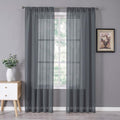 Tollpiz Sheer Curtains Linen Textured Bedroom Curtain Sheers Light Filtering Rod Pocket Voile Curtains for Living Room, 54 x 84 inches Long, Dark Grey, Set of 2 Panels