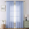 Lecloud Denim Blue Sheer Curtains 90 Inches Long 2 Panels, Voile Rod Pocket Light Filtering Window Curtains for Living Room Bedroom Dining Room, Airy Drapes for Balcony, Each Panel 42" W x 90" L