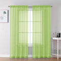 Chyhomenyc Lime Sheer Curtains 72 Inch Length 2 Panels, Light Filtering Soft Airy Rod Pocket Voile Window Curtain Drapes for French Door Bedroom Living Room, Each 42Wx72L