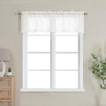 OWENIE Furman Ivory Sheer Curtains Valances for Windows, Small Short Sheer Curtains for Living Room Bedroom, Airy Solid Curtains with Geometric Jacquard Clip Design, 2 Pcs Each 40Wx14L inch