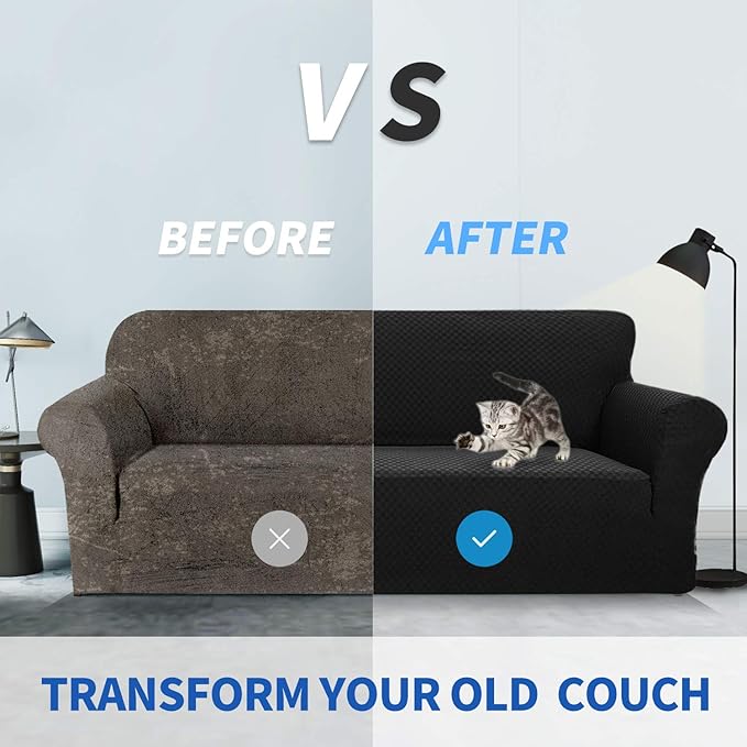 ZNSAYOTX 1 Piece Jacquard Chair Slipcovers for Living Room High Stretch Chair Covers with Arms Anti Slip Pets Friendly Couch Sofa Armchair Cover Furniture Protector (Chair, Black)