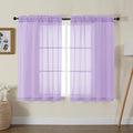 Gwine Lilac Sheer Curtains for Living Room 45 inches Long, Short Voile Light Filtering Window Treatments Sheer Curtains for Bedroom, Half Window Drapes with Rod Pocket, Each 42" Wx45 L