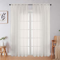 Ivory Sheer Curtains 84 Inches Long 2 Panels Set for Bedroom Living Room, Soft Airy Light Filtering Modern Solid Rod Pocket Drapes Window Treatments, Ivory, Each 59" W x 84" L