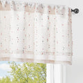 jinchan Kitchen Valance Curtain for Windows 16 Inch Mini Pom-Pom Double Layer Valance Linen Blend Country Window Treatment for Bedroom Living Room Light Filtering Rod Pocket 1 Panel Blush Meadow