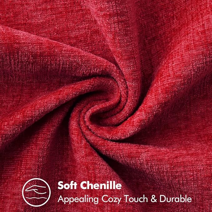 MIULEE Pack of 2 Christmas Pillow Covers 24x24 Inch Red Farmhouse Decorative Throw Pillow Covers with Stitched Edge Soft Chenille Solid Dyed Couch Pillow Covers for Sofa Bed Living Room