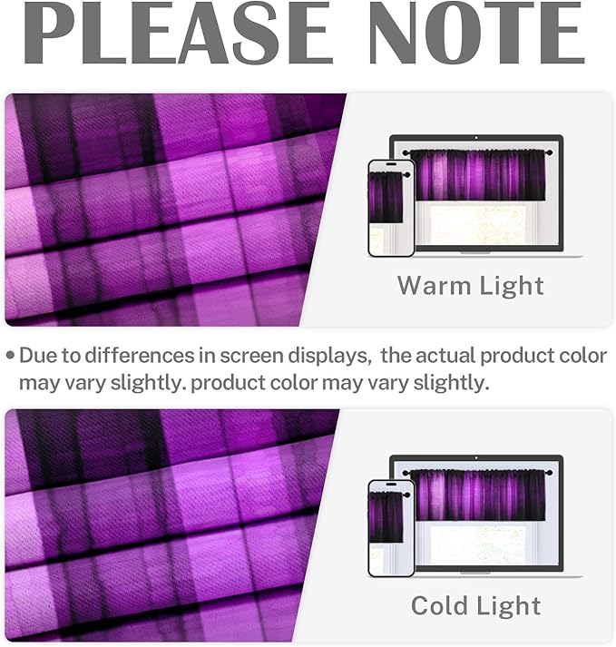 Emvency 2 Pack Valances Window Treatments, Purple Striped Abstract Glass Texture Blackout Drapes Adjustable Curtain for Windows Living Room Kitchen Over Sink, 52x18 Inch Rod Pocket Valances