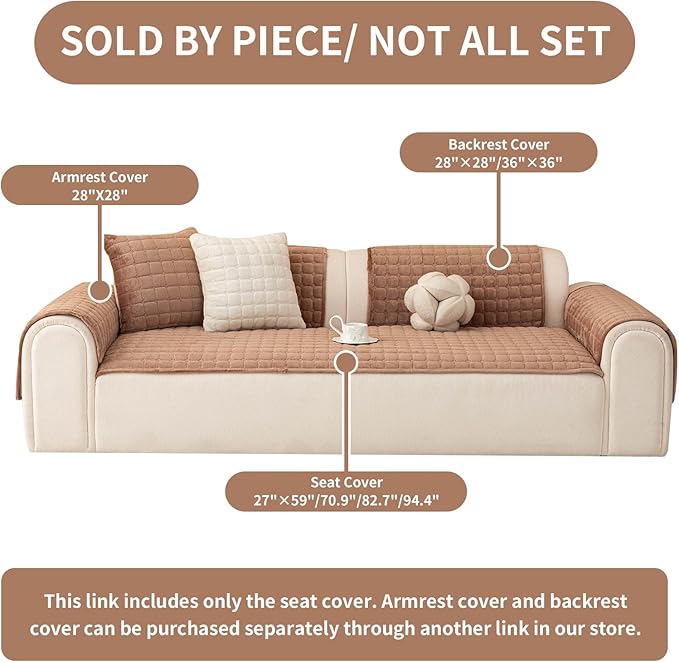 Velvet Couch Covers for Dogs, Dog Sectional Couch Covers, Pet Couchs Cover for Large Sectional, Couchs Protector for Dogs, Sectional Sofa Cover for Pet Washable(1PC,Dark Brown,27.6"×94.4")