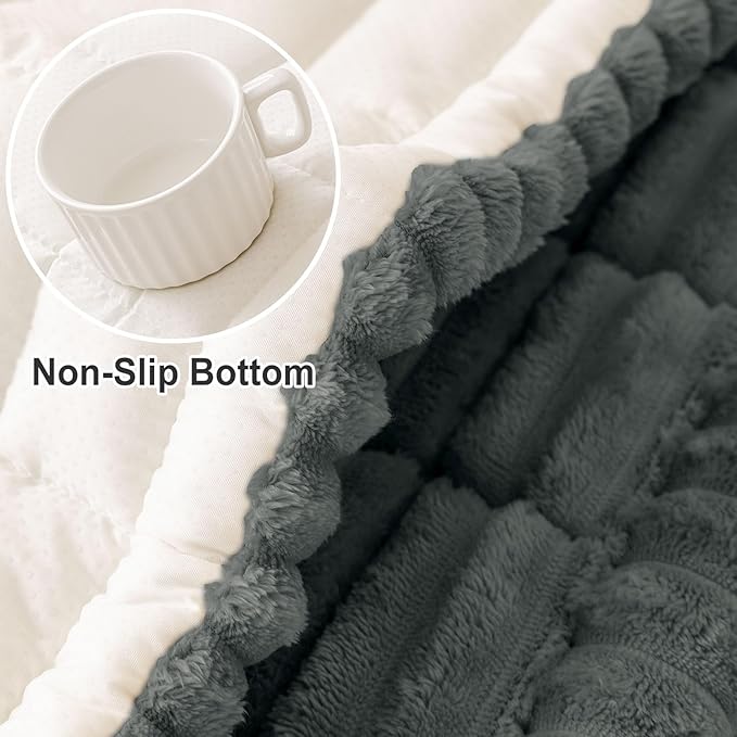 hyha Couch Covers for Dogs Washable, Non Slip Plush Dog Sofa Protectors, Fuzzy Pet Couch Covers for 3 Cushion Sofa Pet Friendly (Dark Grey, 27.6" x 70.9")