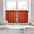 HOMEIDEAS Non-See-Through Fall Burnt Orange Privacy Sheer Kitchen Curtains, 30 X 24 Inches Long 2 Panels Short Sheer Curtains Light Filtering Bathroom Window Drapes for Bedroom Living Room
