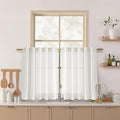 Beige White Linen Curtains for Kitchen Windows Over Sink Neutral 30 Inch Length Back Tab and Rod Pocket Light Filtering Semi Sheer Cafe Curtain for Bathroom RV Small Window 30 x 30 Inch,2 Panels
