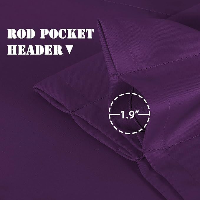 H.VERSAILTEX Blackout Valances for Windows,Kitchen Window Valance Curtains for Living Room/Bedroom/Bathroom Privacy Decorative Rod Pocket ，2 Panels，52" W x 18" L, Plum Purple
