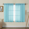 Gwine Sheer Curtains for Living Room 45 inch Length - Light Filtering Voile Window Curtain Panels for Bedroom, Soft Rod Pocket Sheer Curtain Drapes, Each 42Wx45L, 2 Panels, Aqua