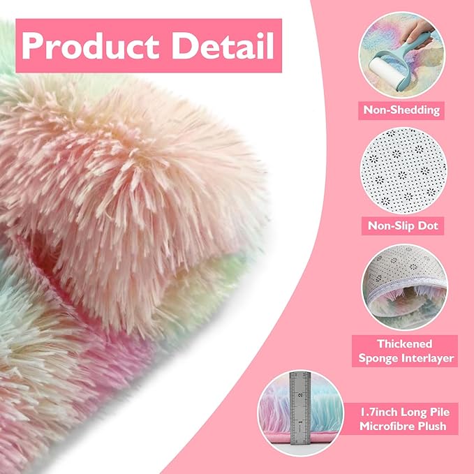 8x10 Fluffy Area Rugs for Living Room,Shag Area Rug for Bedroom,Soft Fuzzy Rug Non-Shedding Indoor Plush Carpet for Kids Bedroom Nursery Home Decor,Rainbow