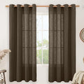 LAMIT Dark Brown 72 inch Linen Curtains for Living Room 2 Panels, Linen Textured Light Filtering Semi Sheer Bronze Grommet Farmhouse Curtain Panels for Bedroom/Farmhouse, 52 x 72 Inch