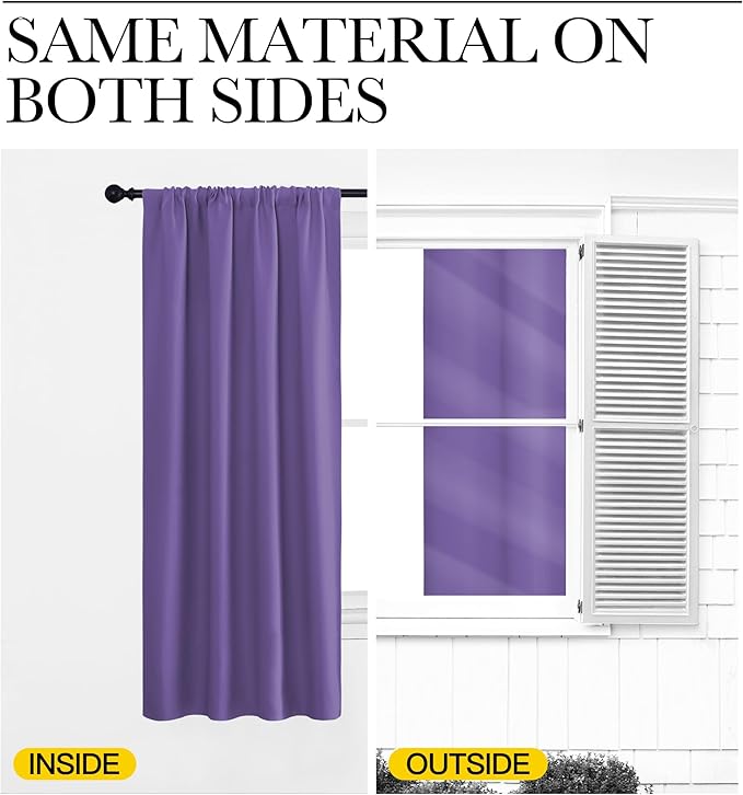 NICETOWN Blackout Curtains Window Draperies, Lilac Purple, Set of 2, 70 by 95 inches Long, Window Treatment Thermal Insulated Solid Room Darkening Drapes for Bedroom