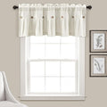 Lush Decor Linen Button Farmhouse Valance Curtians 52"W x 18"L Off White - Linen Valances For Windows - Kitchen Curtains Valances - Bathroom Curtain