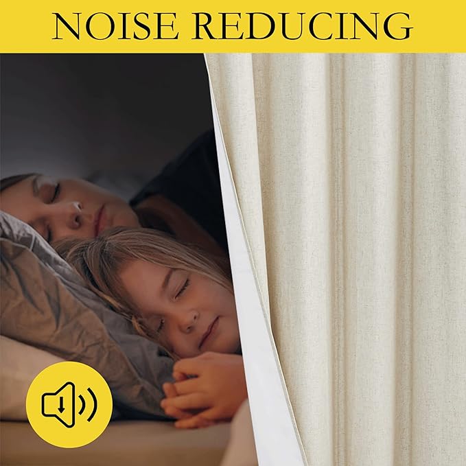 NICETOWN Natural Kitchen 100% Blackout Narrow Curtains 48 inches Long 2 Panels Set, 34" Wide, Rustic Grommet Thermal Insulated Full Blackout Window Draperies with White Liners for Cupboard