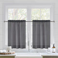 DWCN Dark Grey Sheer Curtains for Kitchen Windows - Rod Pocket Semi Transparent Voile Tier Curtains for Bedroom, Living Room, Farmhouse, 36 x 36 inches Long, Set of 2 Panels