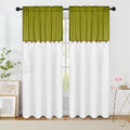 FRAMICS Farmhouse Cotton Linen Curtains for Living Room, Rustic Button Curtains 84 Inch Length 2 Panels, Boho Linen Window Curtain for Bedroom Rod Pocket Drapes, 52 x 84 Inch, Fresh Green and White