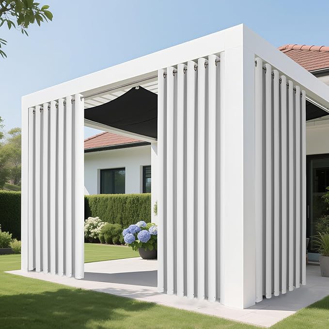 Joydeco Blackout Patio Sliding Door Curtains 96 Inches Long, Grommet Privacy Room Divider Curtains, Extra Wide Thermal Blackout Drapes for Bedroom Living Room (Pure White, 100Wx96L, 1 Panel)