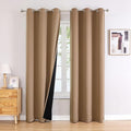 ChrisDowa 100% Blackout Curtains 78 inch Long for Bedroom with Black Liner, 2 Thick Layers Total Blackout Thermal Insulated Grommet Window Curtains 2 Panels Set (Cappuccino, 42 x 78 Inch)
