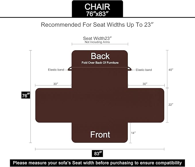 U-NICE HOME Recliner Chair Covers Reversible Chair Cover for Dogs with Elastic Straps Water Resistant Diamond Quilted (23''Armchair, Light Camel/Beige)