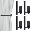 Groleca Adhesive Curtain Holdbacks - 4 Pack No Drill Tie Backs Hooks for Drapes, Damage-Free Wall Mounted Curtain Holders with Strong Adhesive (Black)