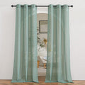 NICETOWN Linen Sheer Curtains Flax Textured for Living Room, Grommet Semi Sheer Vertical Drapes Privacy with Light Filter for Home Office/Farm House, W36 x L84, Olive Green, 1 Pair