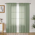 Gwine Sage Green Sheer Curtains 72 Inches Long 2 Panels Set for Front Door, Light Filtering Sheer Curtains for Living Room, Rod Pocket Window Treatments Drapes, Each 42" Wx72 L