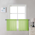 Chyhomenyc Sheer Lime Tier Curtains 24 Inch Length Set, Small Window Kitchen Curtains for Bathroom Living Room Basement, Farmhouse Short Voile Curtain 42Wx24L, Rod Pocket, 2 PCS