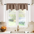 NICETOWN Kitchen Blackout Valances for Windows, Farmhouse Style Rod Pocket Thermal Insulated Window Covering Solid Short Curtain for Small Window Bedroom, 42 x 18 Inches 1 Pair, Cappuccino