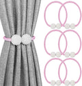 Melaluxe 6 Pack Magnetic Curtain Tiebacks, Decorative Curtain Holdbacks for Window Décor (Pink)
