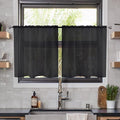 youleyar Solid Sheer Rod Pocket Curtain Voile Draperies 2 Panels White Beige Black Ivory Coffee 26 Inch Width 40 Inch Long 1 Pair for Kitchen Bedroom Children Living Room Yard(Black,26Wｘ40L)