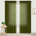 DWCN Olive Green Sheer Curtains Semi Transparent Voile Rod Pocket Curtains for Bedroom and Living Room, 70 x 84 inches Long, Set of 2 Panels