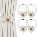 KLOGTSIND Magnetic Curtain Tiebacks, 4 Pack Flower Curtain Holdbacks for Draperies, Elegant Curtain Tie Backs for Boho Bedroom Decor, Toddler Girl Room Decor, Baby Nursery Decor