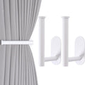 Groleca 2 Pack Adhesive Curtain Holdbacks - No Drill Curtain Tie Backs & Hooks (White)