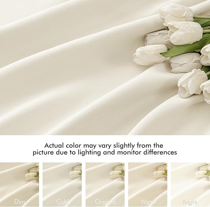MIULEE Birch Back Tab Blackout Curtains 63 Inch Length 2 Panels Set for Living Room Bedroom Privacy, Rod Pocket/Pinch Pleat Thermal Insulated Room Darkening Pleated Light Blocking Drapes
