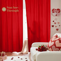 HOMEIDEAS Christmas Non-See-Through Red Privacy Sheer Curtains, 52 X 72 Inches Long 2 Panels Sheer Curtains Light Filtering Window Drapes for Bedroom Living Room