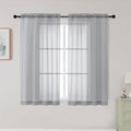 Light Grey Sheer Curtains for Bedroom Living Room 45 Inch Length 2 Panels, Soft Light Filtering Small Kitchen Window Curtains, Rod Pocket Short Curtain Drapes, Light Grey, 42" Wx45 L Inches