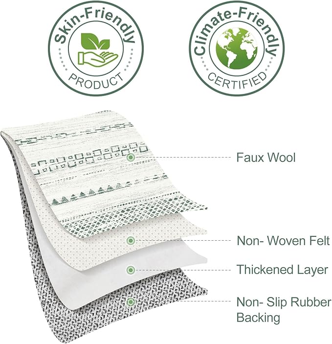 Nakagishi Green Rug Living Room Rugs: 8x10 Washable Boho Large Neutral Soft Farmhouse Stain Resistant Modern Non Slip Indoor Floor Carpet for Bedroom Nursery Kids Playroom Office Dining Room Home