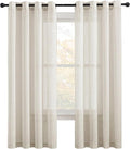 NICETOWN Linen Flax Semi Sheer Curtains 72" Length, Grommet Top Bedroom Window Treatments Privacy with Light Filtering Vertical Drapes for Loft/Bedroom, Natural, W52 x L72, 2 Panels