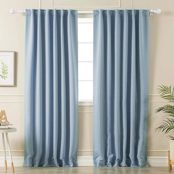 White Curtain Rods for Bedroom with Brackets,5/8 Inch Diameter Small Window Curtain Rod Adjustable 32 to 48 Inches,Easy Install Drapery Rods